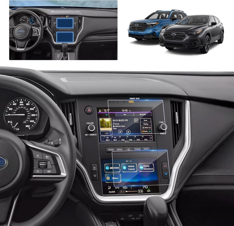 BSTW for Subaru STARLINK Dual 7" Screen Protector for Subaru Outback/Legacy/WRX/Impreza/Crosstrek/Forester Base Dual 7" Display 9H Tempered Glass Protective Film - Image 1
